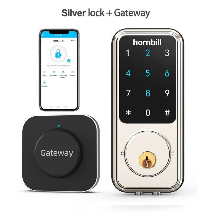 hornbill-wifi-ดิจิตอลอิเล็กทรอนิกส์ประตูล็อคอัจฉริยะ-keyless-ล็อกทางเข้า-deadbolt-กับ-g2ฮับ-gateway-ความปลอดภัยในบ้านควบคุมระยะไกล