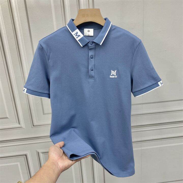 original-summer-and-autumn-new-business-casual-lapel-top-mens-trendy-short-sleeved-t-shirt-tide-brand-high-end-embroidery-polo-shirt