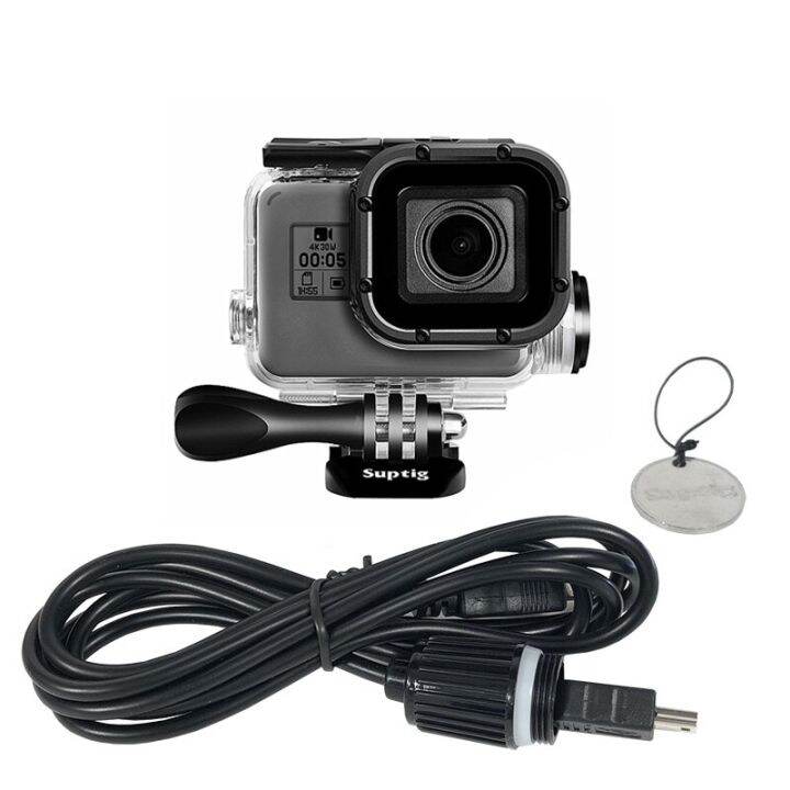 ตัวเรือนซองกันน้ำเคสห่อหุ้มสายชาร์จมอเตอร์ไซค์สำหรับ-gopro-hero-5-6-7-black-go-pro