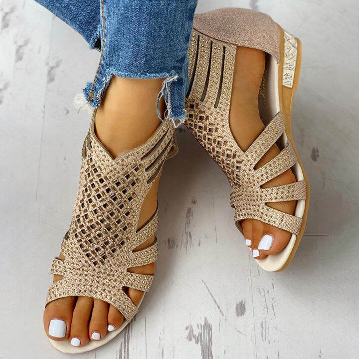 Peep toe on sale wedges low heel