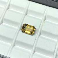 พลอยซิทริน (Citrine) รูปทรง Emerald cut  หนัก 4.32  กะรัต ขนาด 7X11X6.2 mm. พลอยแท้ 100% เนื้อดี ราคาถูก มีของแถมทุกออเดอร์