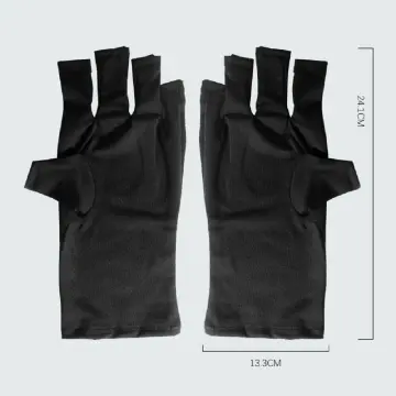 1 Pair Nail Art Manicure Gloves UV Protection Stretchy Breathable  Fingerless Fiber Cotton Nail Lamp Gloves for Home Nail Salon