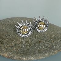 Pretty sterling silver eye ear studs |  Gold and silver earrings | Bohemian jewelry | Eye earrings | Ear studs | Fun ear jewelry | E1094