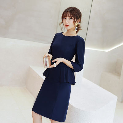 Blue Party Evening Dress 2022 New Summer Dignified Atmosphere Ruffled Slim Party Dress