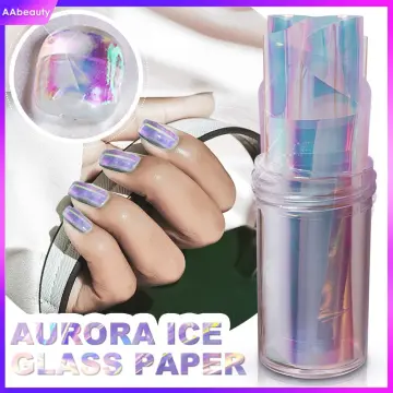 Aurora Nail Foil Ice Cube Cellophane Broken Glass Film Stickers Shiny Paper  DIY