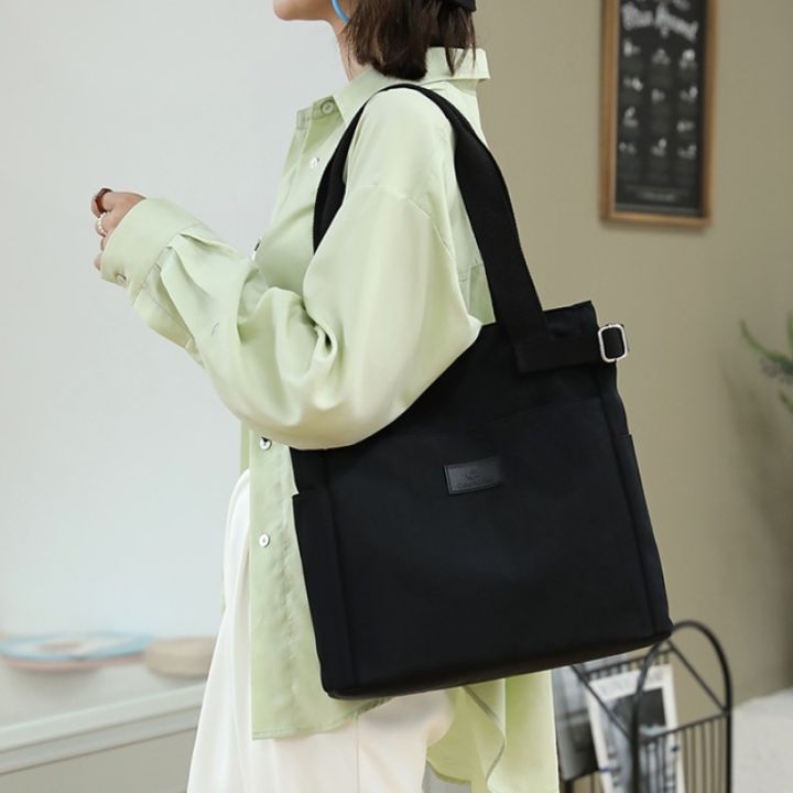 กระเป๋าสะพายไหล่-กระเป๋าถือ-ผ้าแคนวาส-ขนาดใหญ่-จุของได้เยอะ-สีพื้น-สไตล์ญี่ปุ่น-สําหรับสตรี-new-on-september-7th