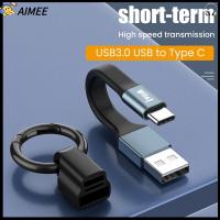 AIMEE โทรศัพท์สมาร์ทโฟน พวงกุญแจแบบห้อย สั้นมากๆ สายข้อมูล USB Micro Type-C เป็น USB A 3.1A MAX สายชาร์จเร็ว