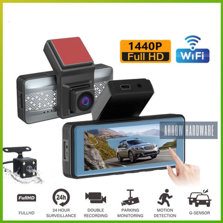 NEXA 1440P WIFI Dash Cam For Car Touch Scream 3.39inch Dual Lens HD