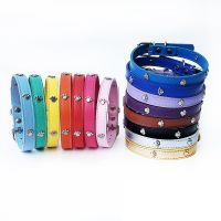 [COD] 10 packs of 1.5 leather collars pet dog a large number spot collars with 4 footprints