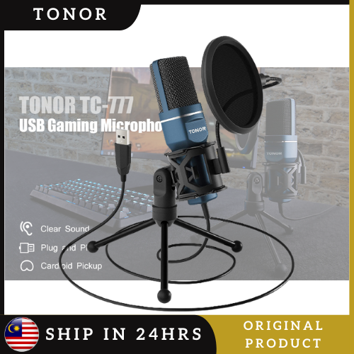 TONOR USB Microphone, Computer Cardioid Condenser PC Mic with Tripod Stand  & Pop Filter, TC-777