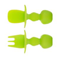 Baby Feeding Spoon And Fork Set Soft Safe Silicone Eating Training Spoon Encourage Baby Self-feeding Bowl Fork Spoon Sets