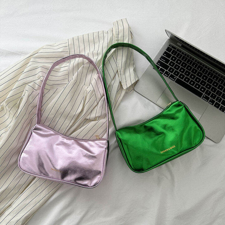 กระเป๋าโท้ทสีทึบผู้หญิงกระเป๋าโฮโบเรียบง่ายกระเป๋าถือผู้หญิงกระเป๋านิ่มย้อนยุค