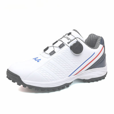 รองเท้ากอล์ฟกันน้ำสำหรับผู้ชาย,รองเท้ากีฬาหัวเข็มขัดแบบหมุนได้รองเท้าผ้าใบกันลื่นรองเท้าฝึกกอล์ฟสารพัดประโยชน์