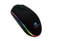 RGB gaming mouse ออปติคัลเมาส์สำหรับเล่นเกมความแม่นยำสูง DPI 200 - 1600 ปรับได้สำหรับ MMORPG (BNS) FPS MoBA (สีดำ)