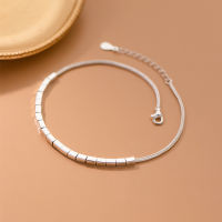 925 Sterling Silver Rectangular Geometry Anklet Female Bracelet On The Leg Chain Woman Jewelry Summer Accessories Gift