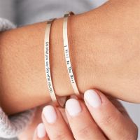 【hot】▲∈❀  4mm 6mm Custom Names Bangles Gold Rosegold