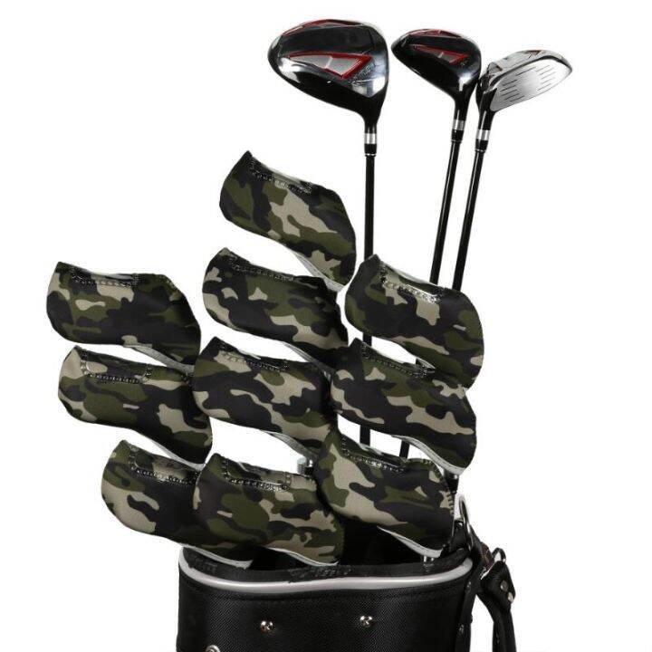 10-pcs-golf-club-iron-head-protector-golf-iron-head-covers-set-iron-putter-protective-club-cover-อุปกรณ์กอล์ฟ-14-สี