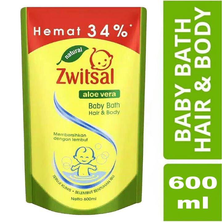 Zwitsal Baby Bath Hair And Body Natural Aloe Vera 2 In1 600 Ml - Kids ...