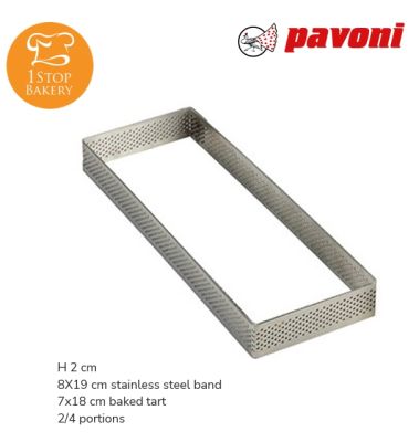 Pavoni XF197020 Microperforated S/S Rectangular 8x19 cm./พิมพ์ทาร์ตสี่เหลี่ยม