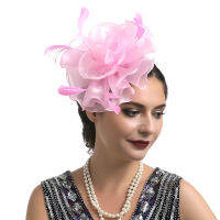 Puyongp Fascinator หมวกสีทึบดอกไม้ตาข่าย Fascinator หมวก