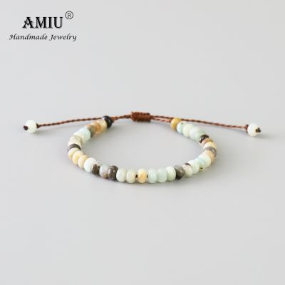 HOT LOZKLHWKLGHWH 576[HOT W] AMIU Handcrafted Men 39; S ลูกปัดหินธรรมชาติ Mala Stone Wax Thread Bracelet For Women