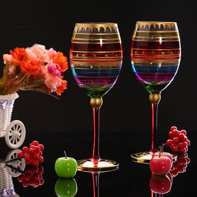 【CW】✤  400ml Printed Wine Glasses Hand Painted Cup Goblet Lead-free Glass Bar Wedding Drinkware Gifts