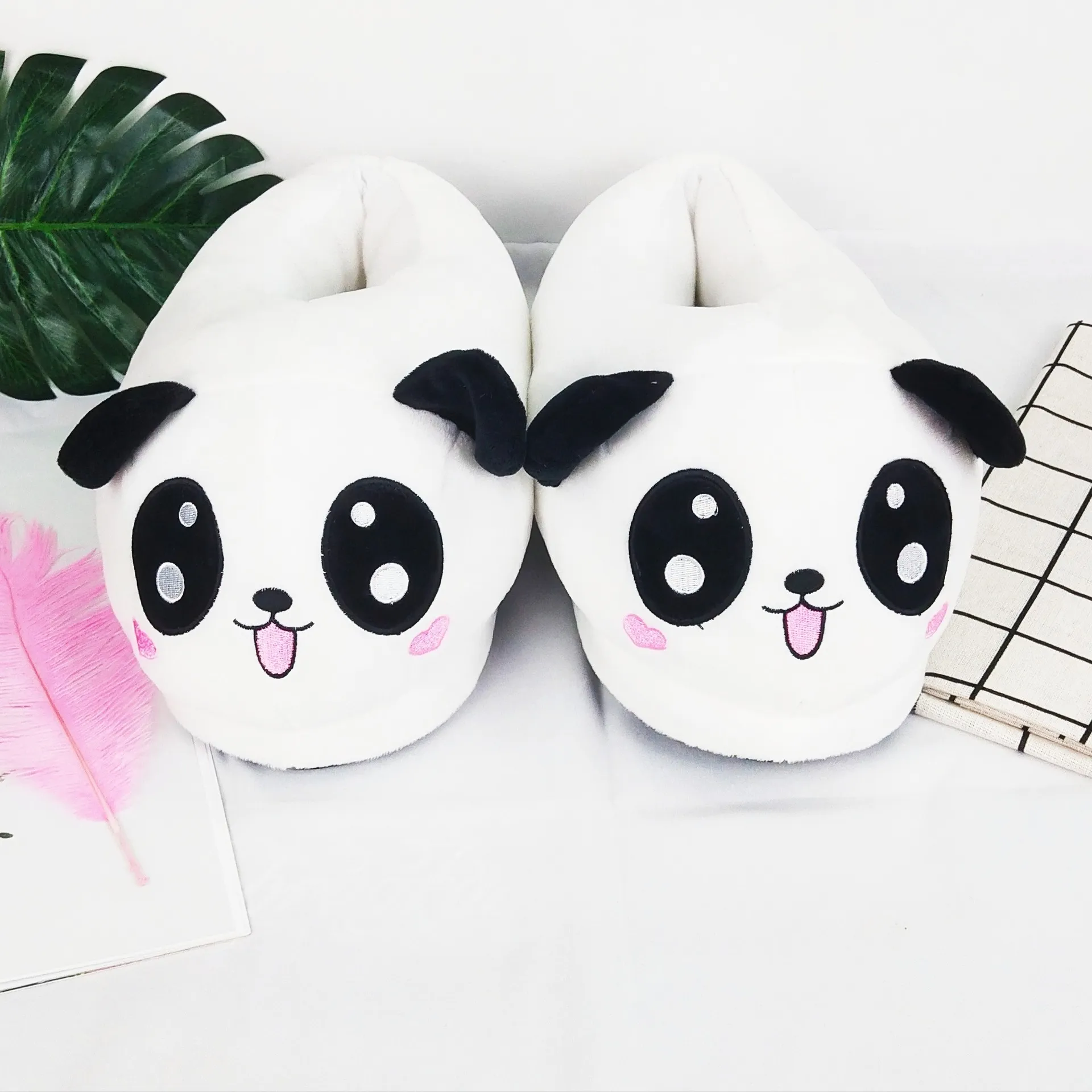 panda fur slippers