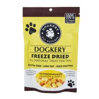 GOP ขนมสุนัข DOGKERY ฟรีซดราย ปลาแซลม่อนผสมแอปเปิ้ล ขนมสุนัข บำรุงขน/ผิวหนัง ทานได้แม้สุนัขแพ้ง่าย (30g) ขนมหมา ขนมสัตว์เลี้ยง