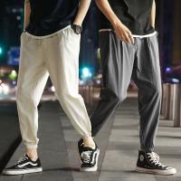 Linen Pants Chinese Style Loose Sports Pants Bundled Leg Cotton Linen Pants Large Size Mens Cropped Harlan Pants Lantern Pants