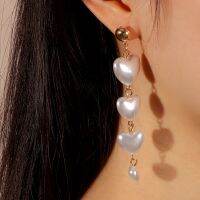 [COD] EZ4086 and cross-border earrings women love pearl tassels simple sweet temperament long face thin