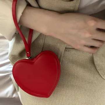 Red Heart Shape Shiny Purse