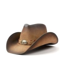 top●36 Stlye 100% Leather Men Western Cowboy Hat For Gentleman Dad Cowgirl Sombrero Hombre Caps Big Size XXL Large Head