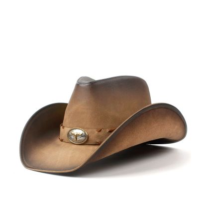 36 Stlye 100% หนังผู้ชายหมวกคาวบอยตะวันตกสําหรับสุภาพบุรุษพ่อ Cowgirl Sombrero Hombre Caps Big Size XXL หัวใหญ่✁