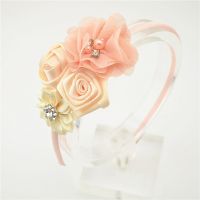 【YF】 10 Colors Headband Rose Hair Band Children Chiffon Flower Elastic Hoop Rhinestone Headbands Girls Accessories