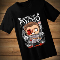 #005 เสื้อยืดลายการ์ตูน AMERICAN PSYCHO เสื้อยืดสีดำ เสื้อใส่เล่น เสื้อยืด เสื้อคอกลม ใส่สบาย เสื้อสกรีน เสื้อสั่งทำ เสื้อยืดแขนสั้น