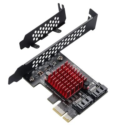 PCIe to 2 Ports SATA 3.0 6 Gbps SSD Adapter PCI-E PCI Express X1 Controller Board Expansion Card Support X4 X6 X8 X16