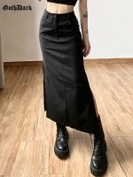 【CC】✉  Goth Dark Grunge Tag Split Skirts Mall Gothic Punk Raise Skirt Y2k Fashion Streetwear 2023