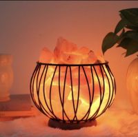 โคมไฟเกลือหิมาลายัน Himalayan Salt Lamp ROUND METAL BASKET