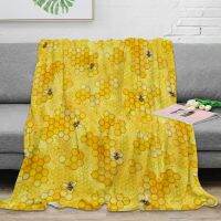 Bee Honey Bees Pattern Throw Blanket Warm Blanket Flannel Blanket Bedroom Decor Blankets for Beds Couch Sofa King Queen Blanket