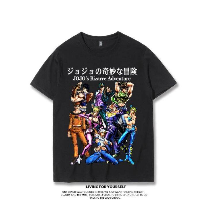 jojo-s-bizarre-adventure-co-branded-เสื้อยืด-jotaro-kujo-kira-yoshikage-ญี่ปุ่นอะนิเมะอุปกรณ์ต่อพ่วงแขนสั้นชายแนวโน้ม