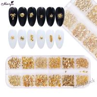 【hot sale】 ◆▦ B50 Monja Seashell Starfish Gold Nail Art Decoration Mixed Shaped Metal Hollow Rivets Shiny Sequins Rhinestone Manicure Accessories