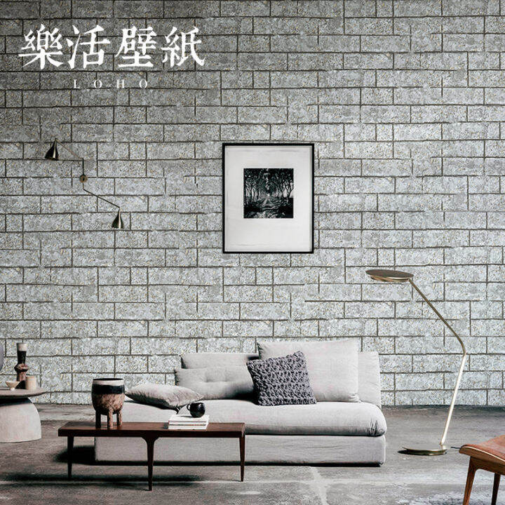 Retro 3D stereo cement gray antique brick brick brick wallpaper