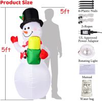 Xmas Inflatable Blow Up Snowman ตกแต่งด้วยไฟ Led หมุนได้สำหรับสวนในร่มกลางแจ้งตกแต่งคริสต์มาส