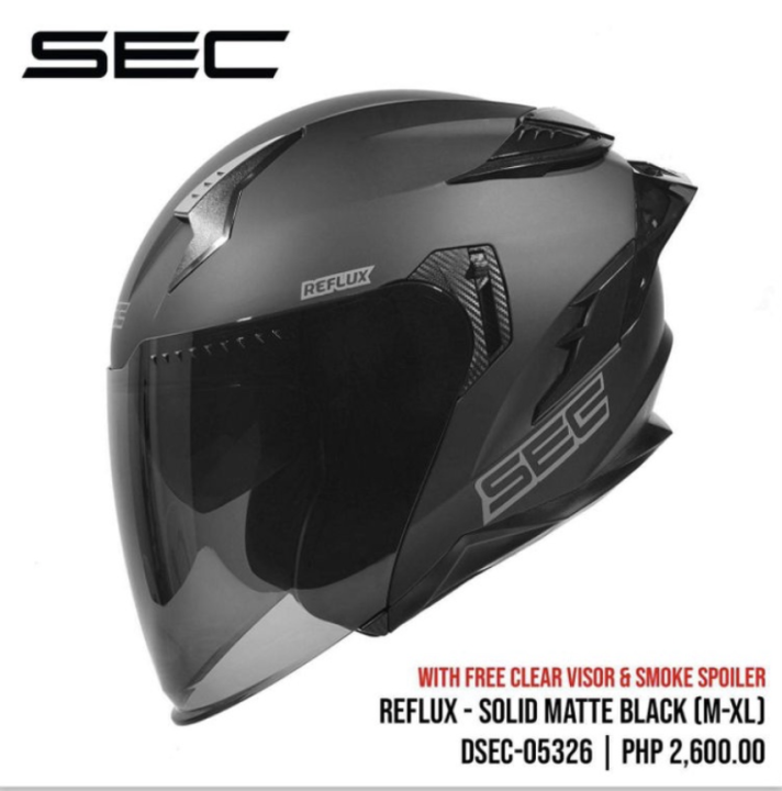 SEC Halfface Dual Visor Helmet Reflux Model (Free Visor and Free