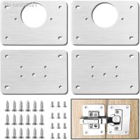 ∋๑ Mounting Plate Set Stainless Steel Hinge Fixing Plate Cabinet Door Maintenance Mounting Plate Restorer Installer Cabinet Hinge