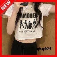 qkq971 WomenS T-Shirt Fashion Design Versatile Letter Print Short Sleeve Cropped T-Shirt WomenS Clothing