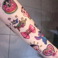 Classic Cartoon Anime Mixed Temporary Tattoo Stickers Kawaii Cute Girl Student Disposable Kids Arm Leg Creative Tattoo Stickers