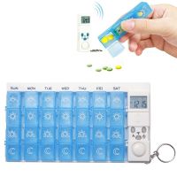 Smart Weekly Pill Dispenser with Alarm Sleek AM/PM 2/4 a Day Clear Pill Box with 7 Day Work Travel Containers Pill Organizer