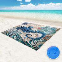 Convenient Hawaii Beach Pattern Sandproof Beach Mat Picnic Blanket Lightweight  Great Sewing Crafts Sleeping Pads