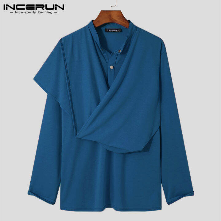 incerun-เสื้อสวมหัวมีกระดุมสำหรับผู้ชาย-เสื้อจั๊มเปอร์ลำลองแบบลำลองมีเสื้อคลุม